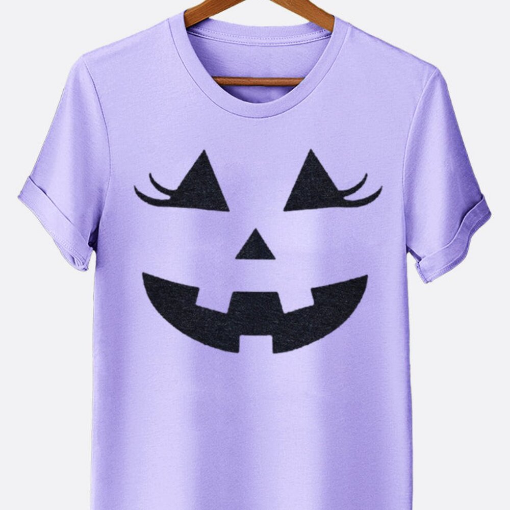 Adorable Pumpkin with Eyelashes Printed Graphic Tee!  Fast shipping!